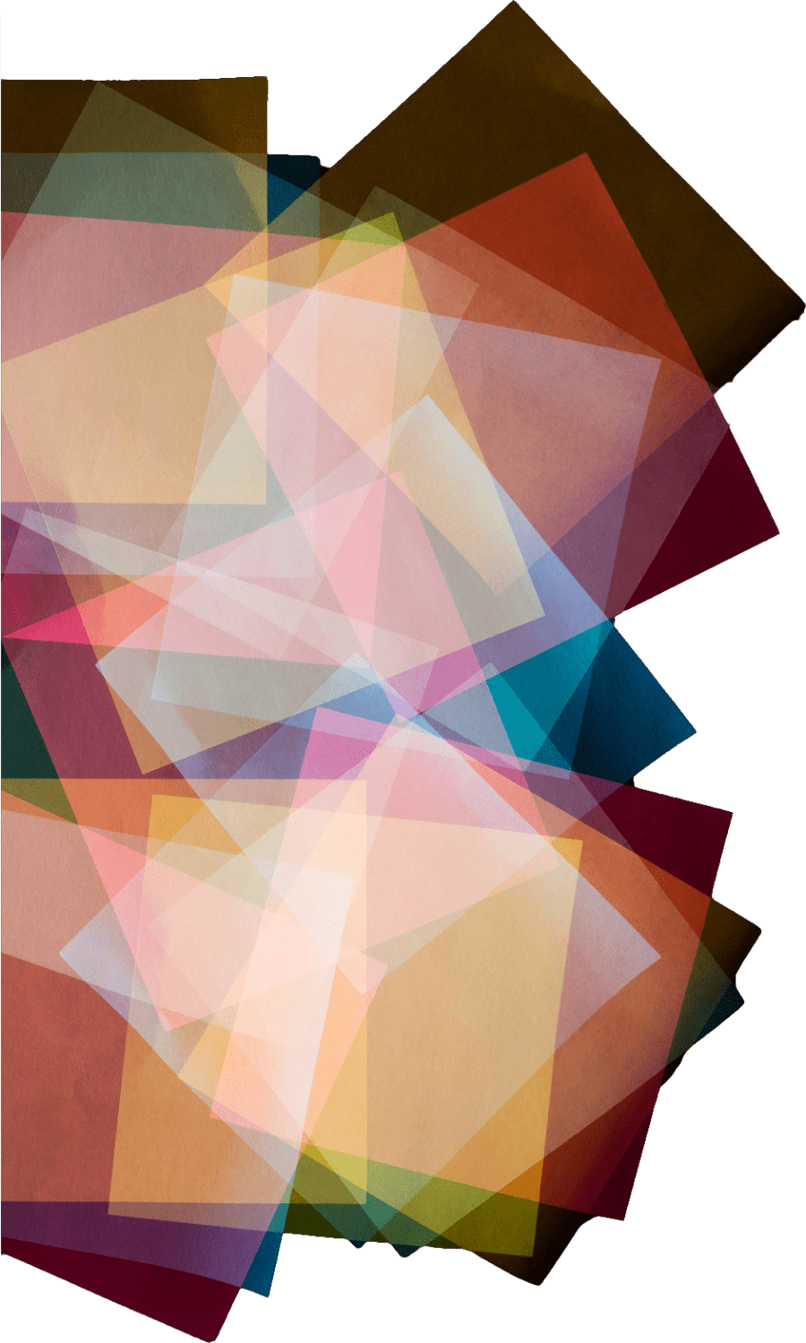 Colorful layered squares forming an abstract vertical pattern